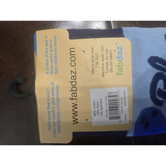 Fabdaz “Blue Balls” Men’s Crew Socks NWT Funny Novelty Gag Gift Sport Balls - Picture 6 of 6